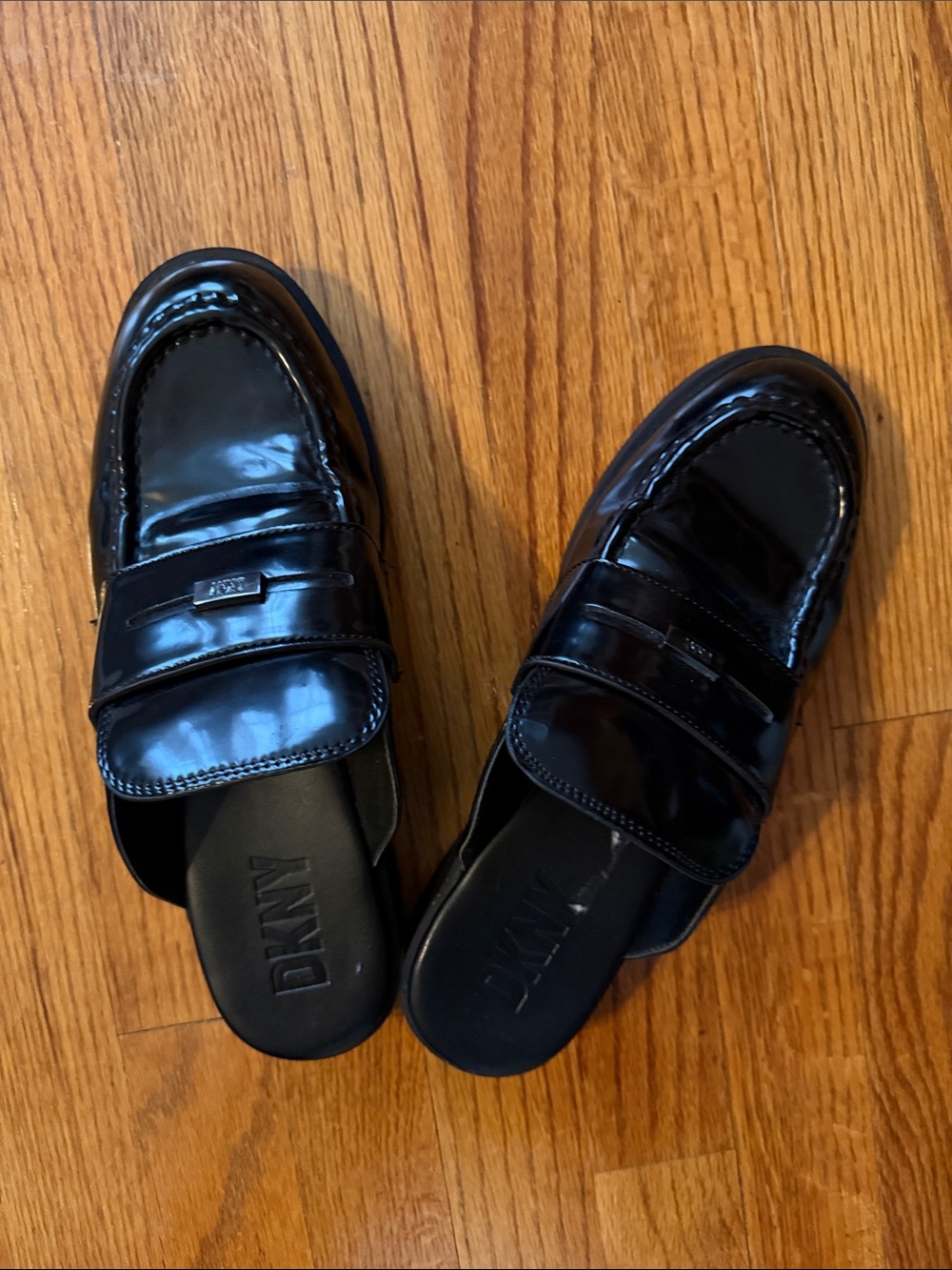 DKNY Black Patent Leather Slip-On Men's Loafers